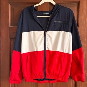 Brandy Melville Navy White Red Colorblock Bomber Jacket